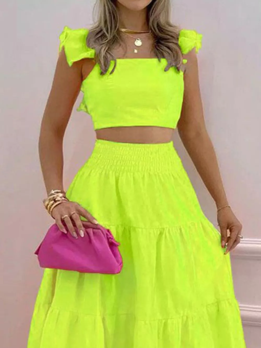 Crop Top and Tiered Maxi Skirt Set, image 15