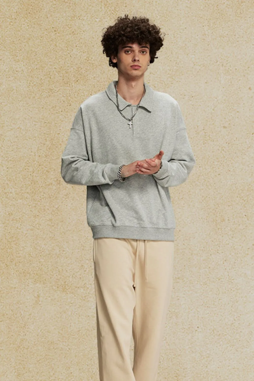 Men's Collared Neck Long Sleeve Polo, image 9