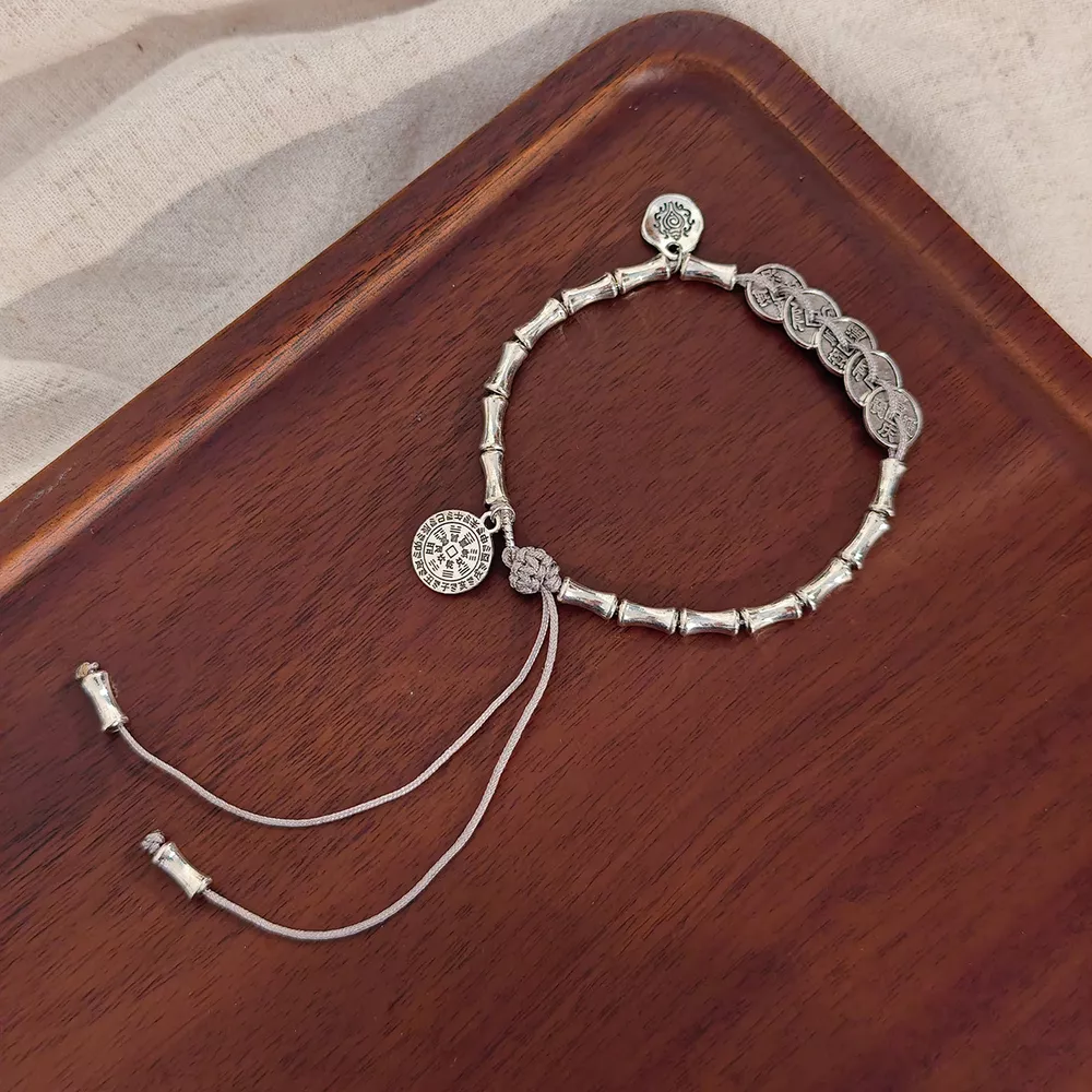 Silver Chain Adjustable Heart Charm Bracelet, image 2