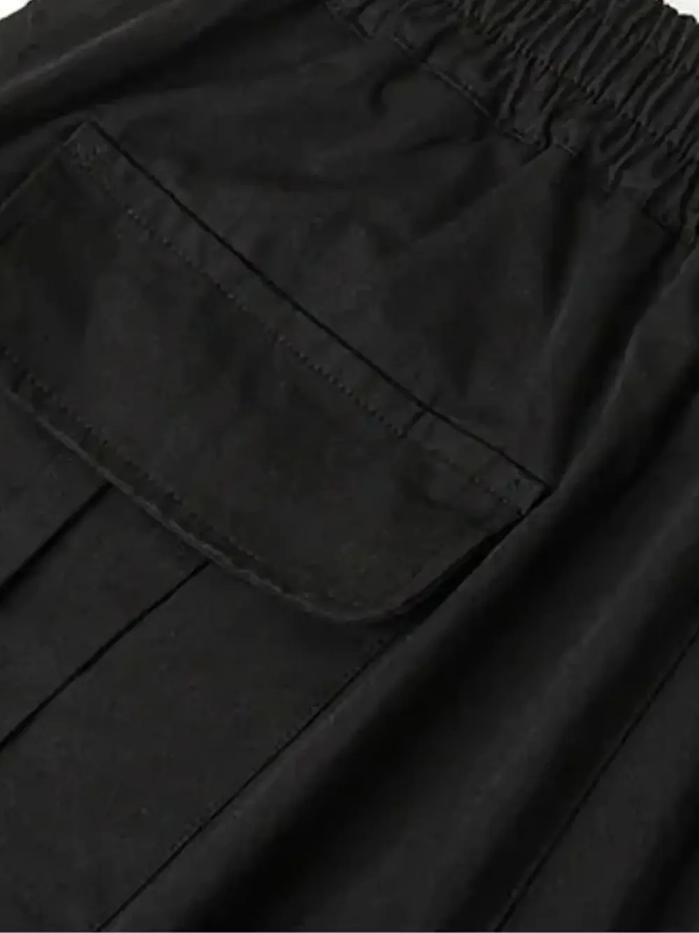 Men's Elastic Waist Wide Leg Cargo Pants with Side Pockets, image 5