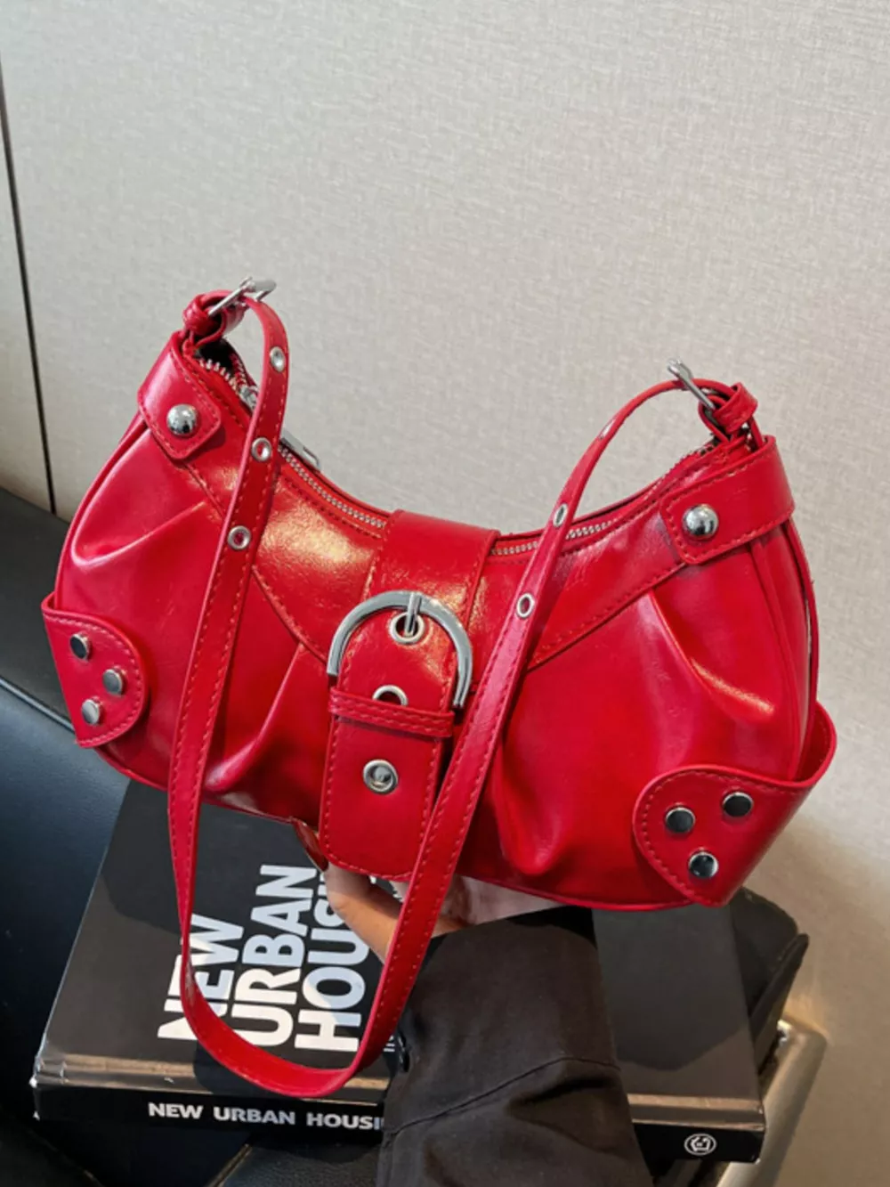 Studded Buckle Shoulder Bag, image 4