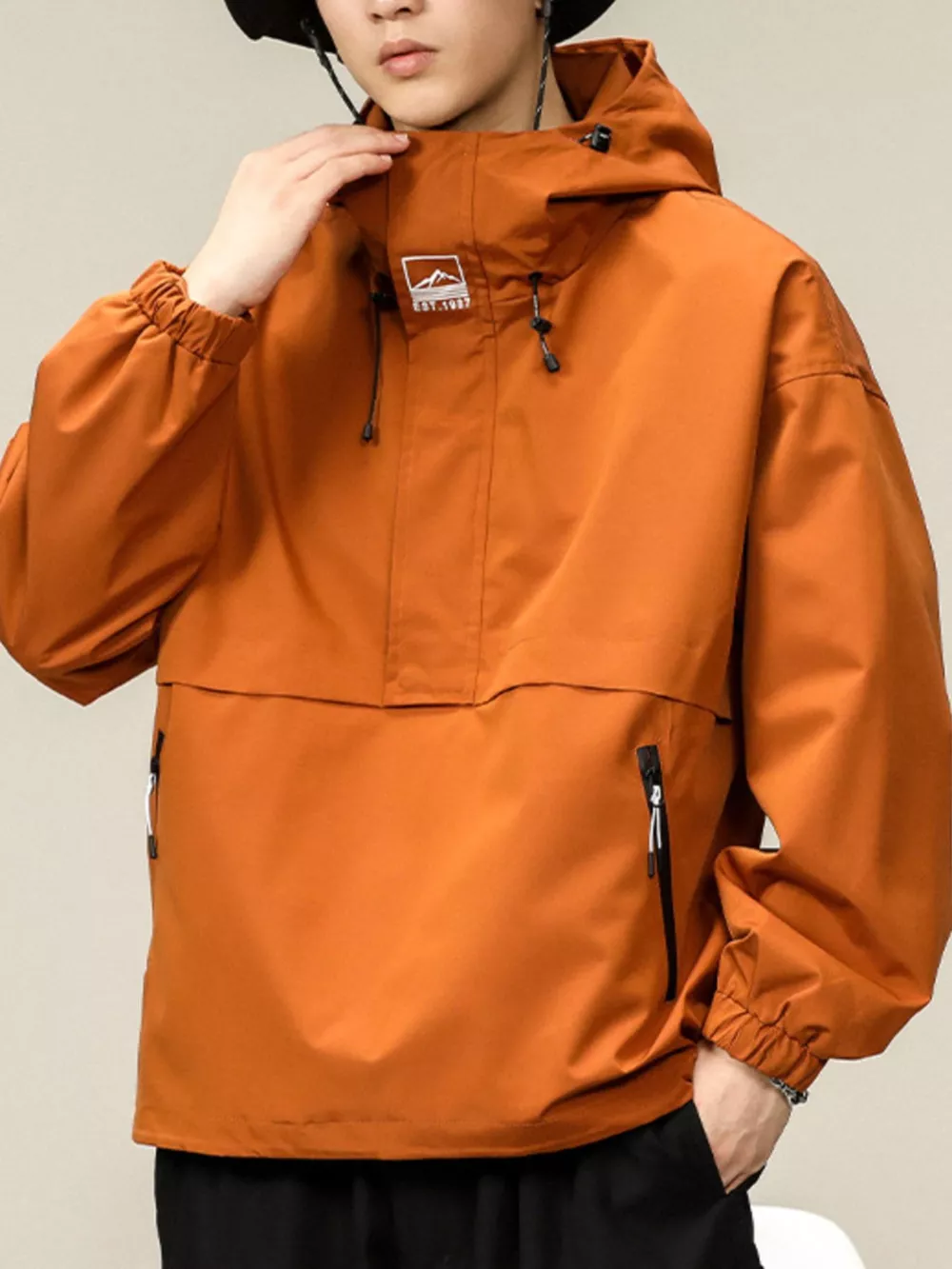 Men's Plus Size Hooded Windbreaker Jacket, image 4