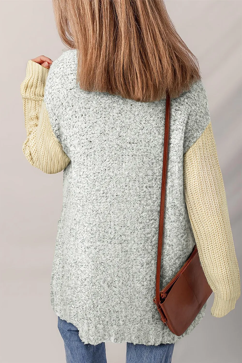 Color Block Side Pockets Open Front Cardigan, image 8