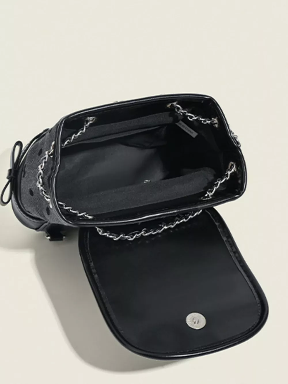 Heart Decor Chain Detail Backpack Bag, image 6