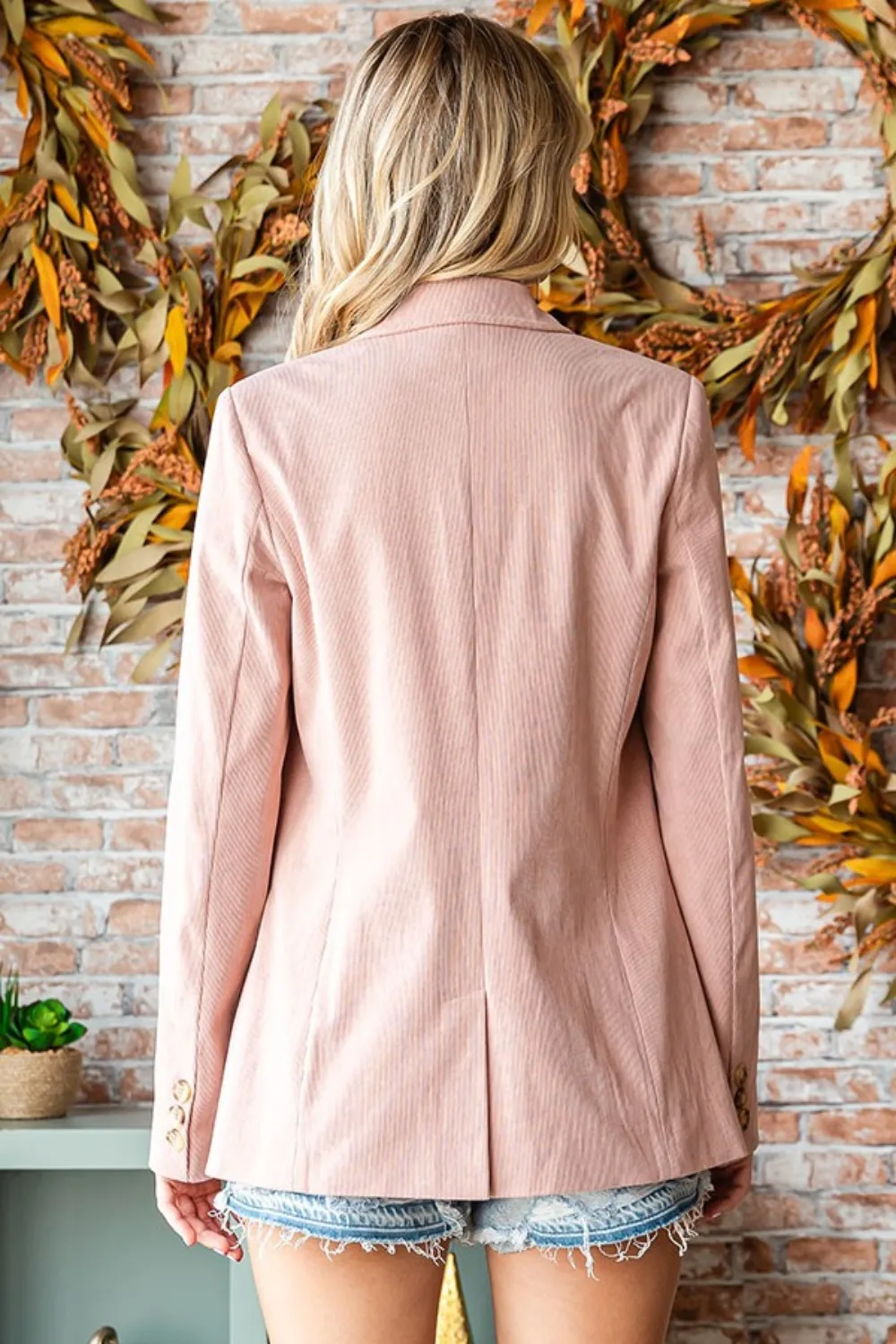Full Size Single-Breasted Flap Pocket Corduroy Blazer, image 2