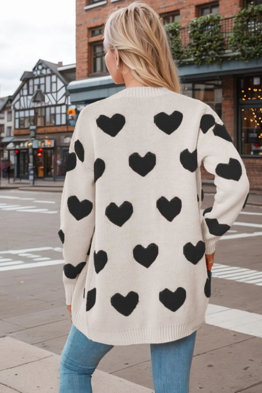 Heart Button Down Long Sleeve Cardigan, image 8