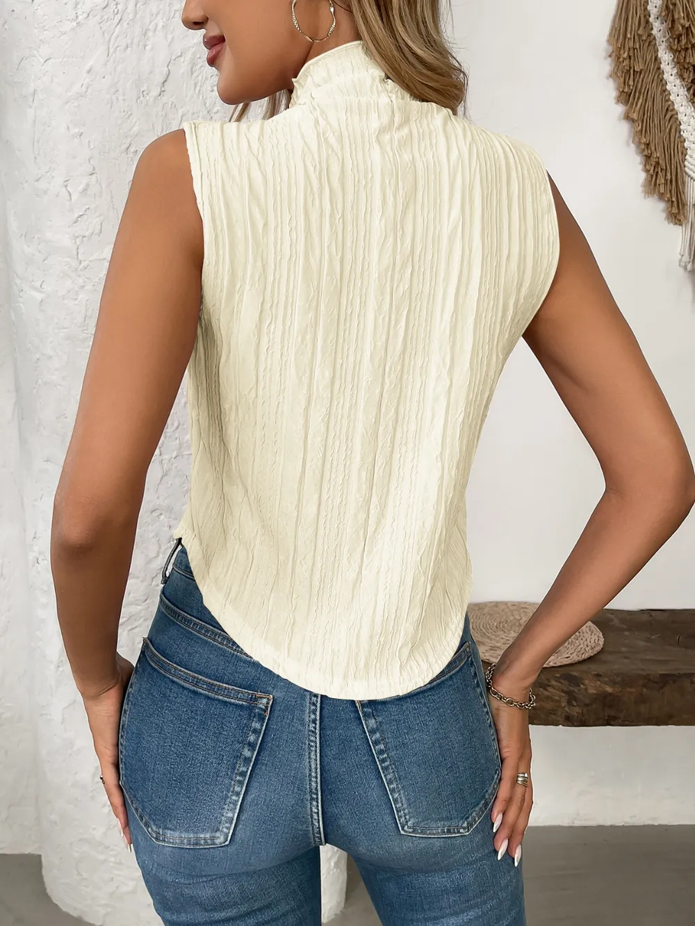 Texture Turtleneck Sleeveless Top, image 21