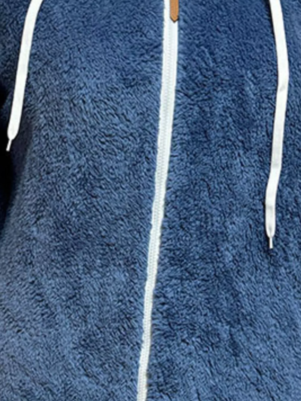 Cozy Fleece Hooded Longline Zip Up Outerwear, image 3