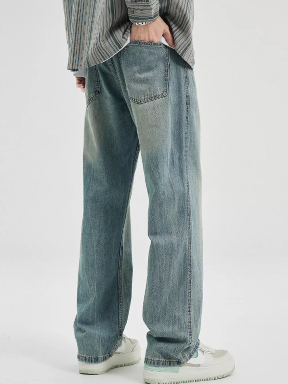 Men's Washed Wide Leg Jeans, image 5