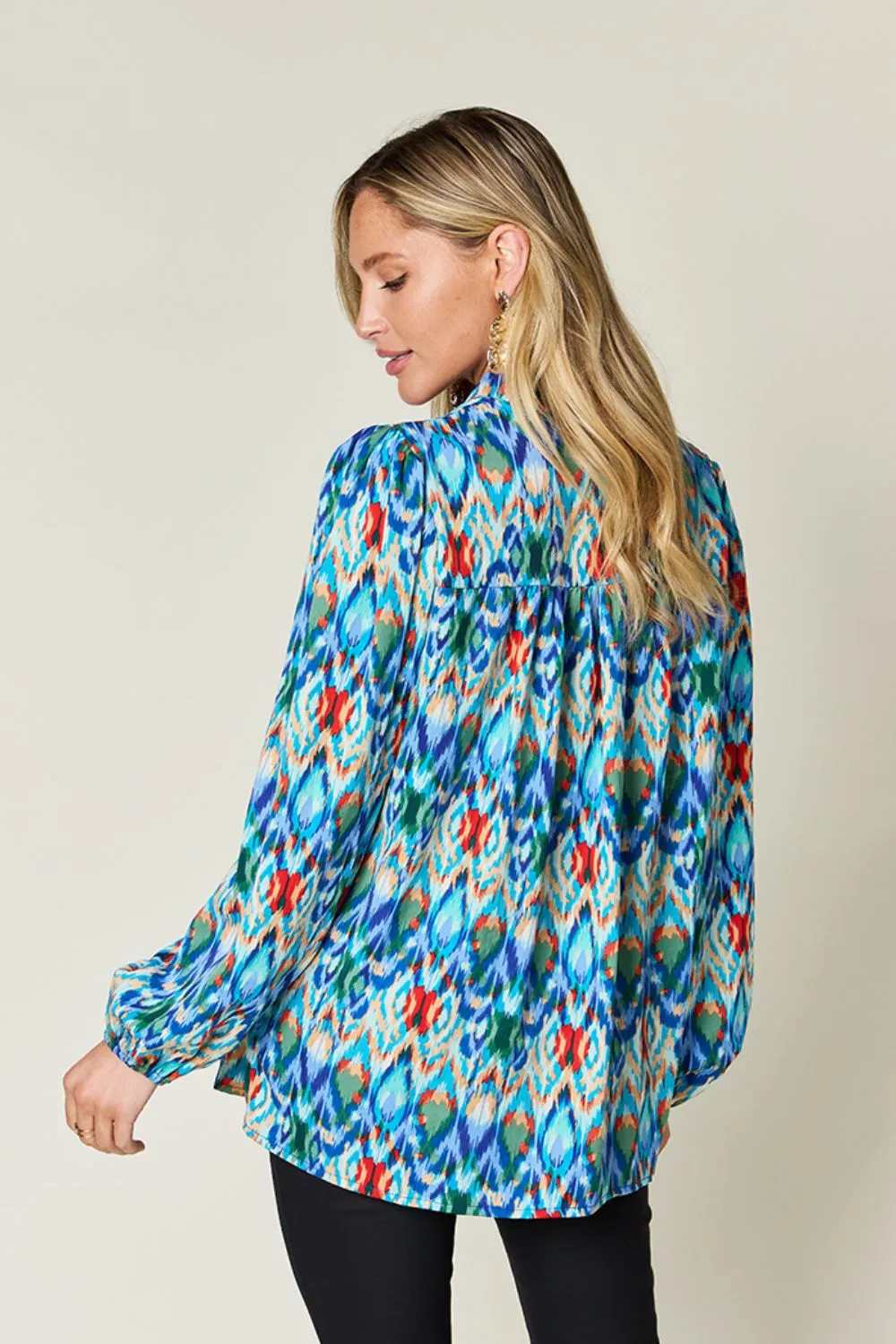 Full Size Printed Balloon Sleeve Blouse, image 3