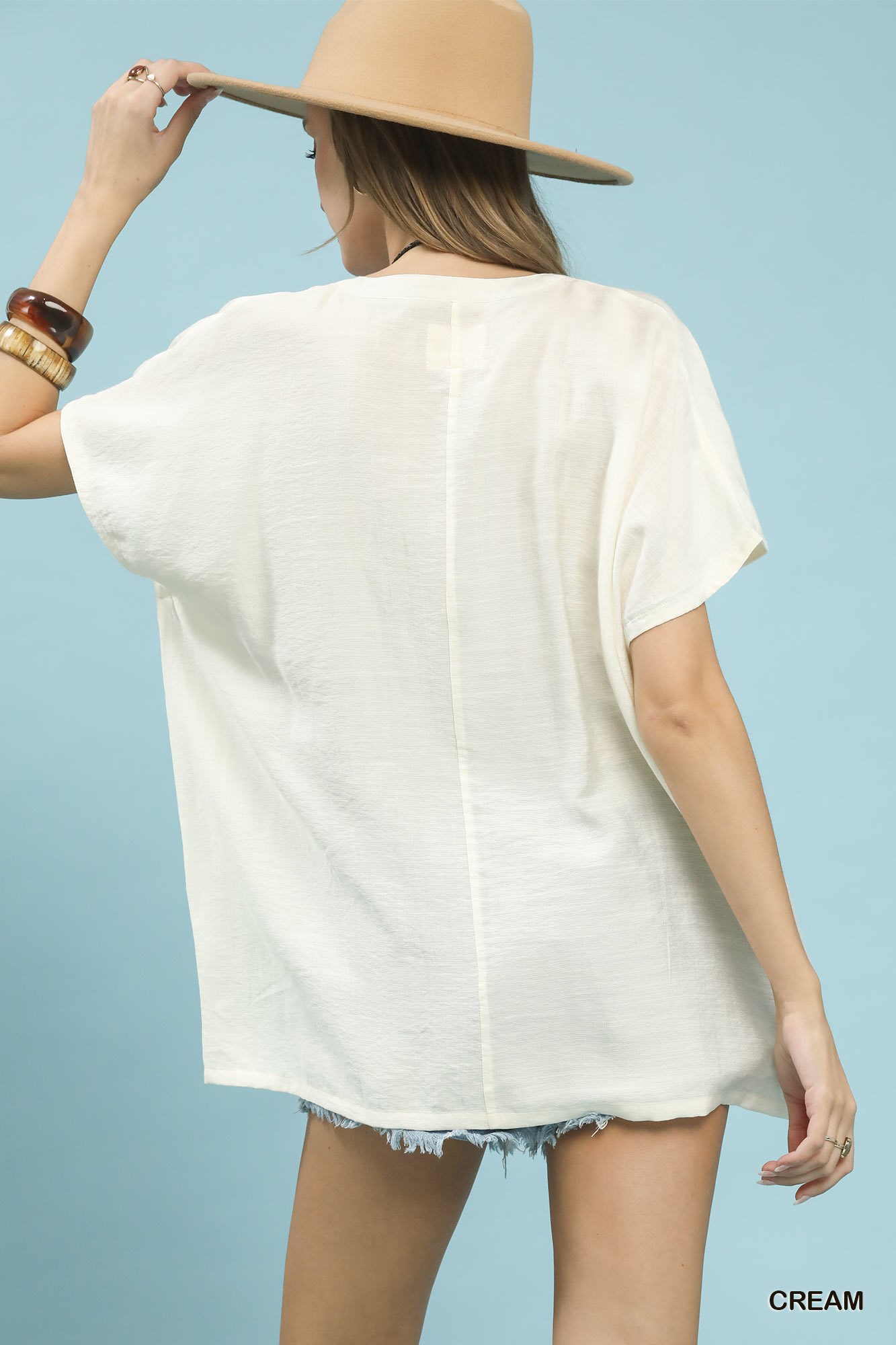 Flowy V-Neck Short Sleeve Blouse, image 5