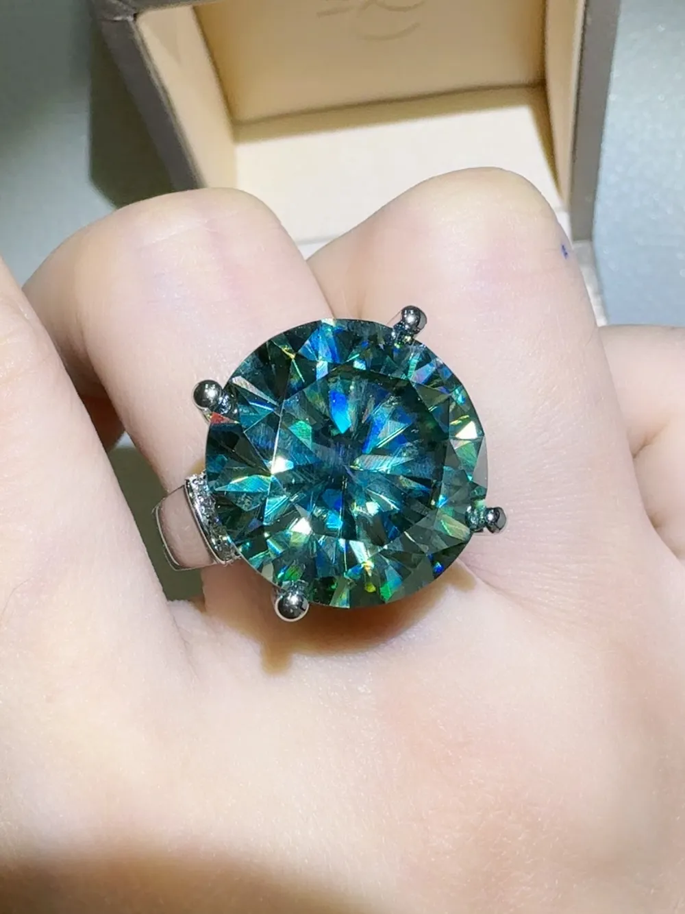 20 Carat Moissanite 925 Sterling Silver Ring, image 2