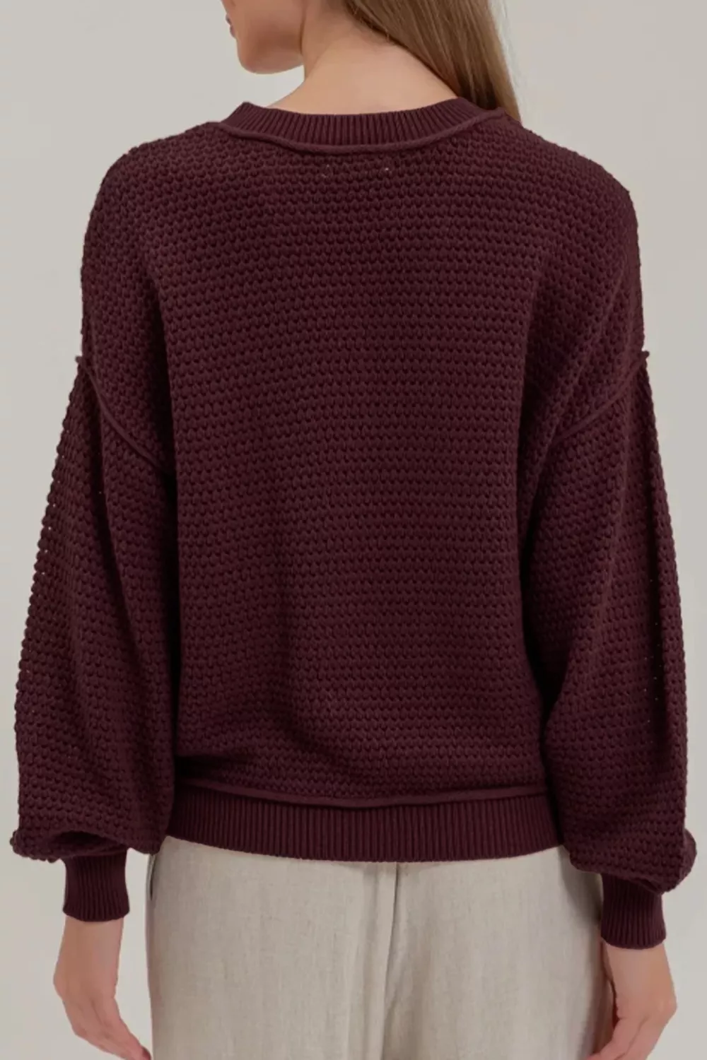 Checkerboard Dropped Shoulder Sweater, image 2