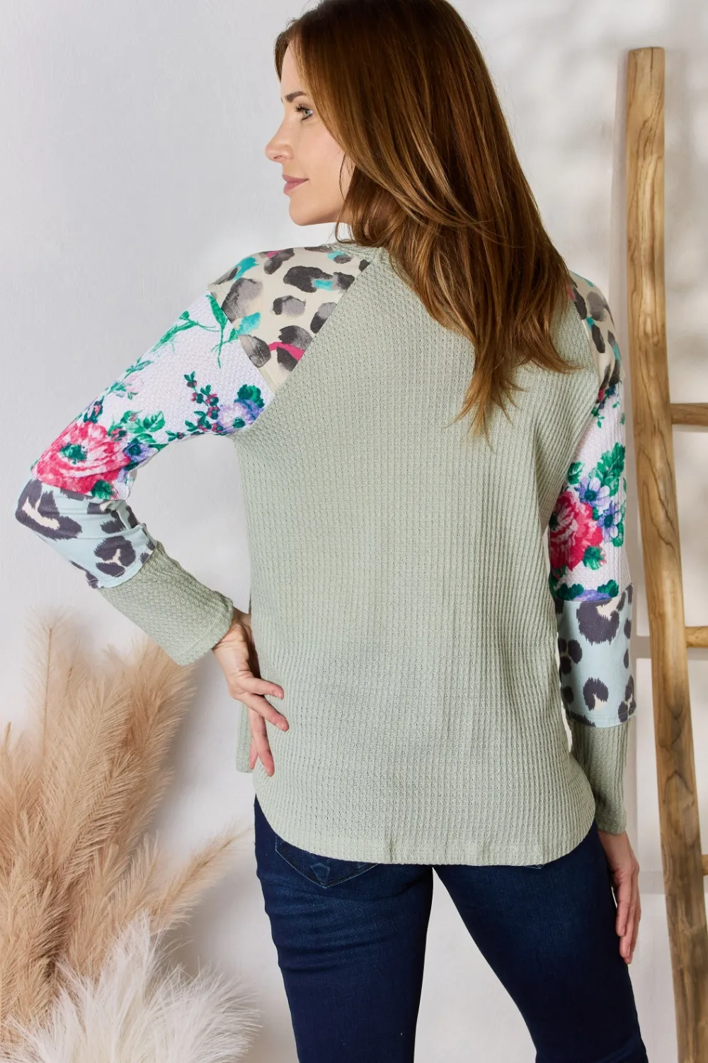 Full Size Printed Round Neck Blouse, image 2