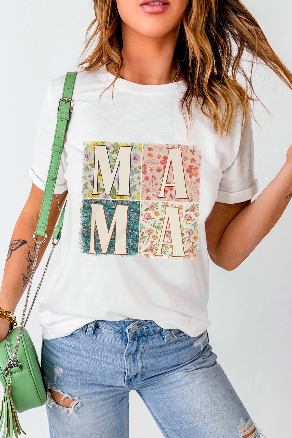 MAMA Round Neck Short Sleeve T-Shirt, image 5