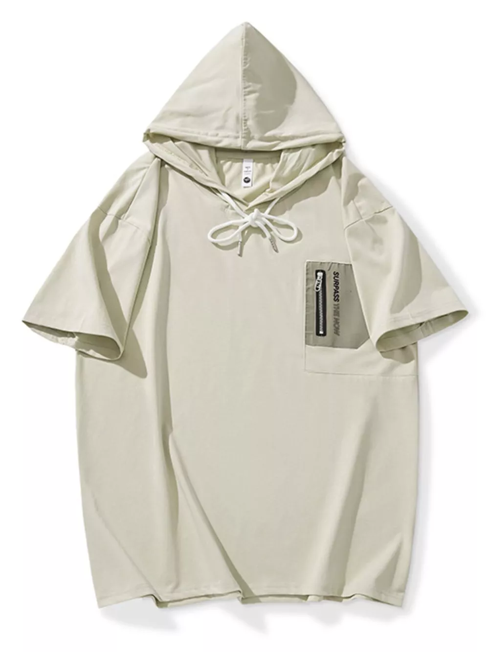 Men's Plus Size Drawstring Short Sleeve Hooded Top, image 3