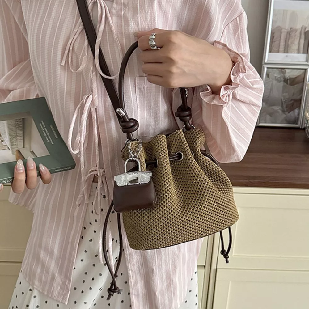 Woven Drawstring Crossbody Bag, image 13
