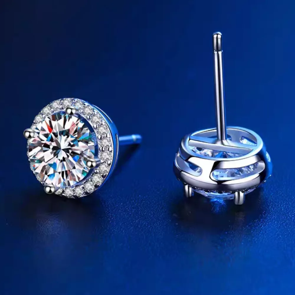1 Carat Moissanite 925 Sterling Silver Stud Earrings, image 3