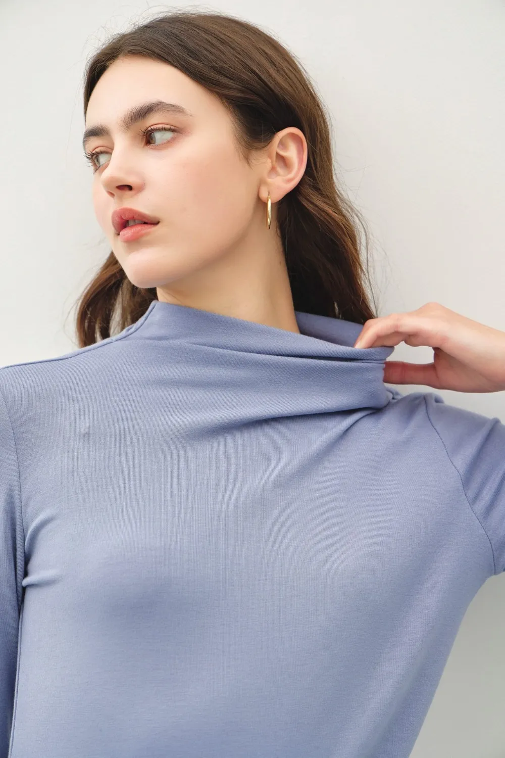 Mock Neck Long Sleeve T-Shirt, image 3