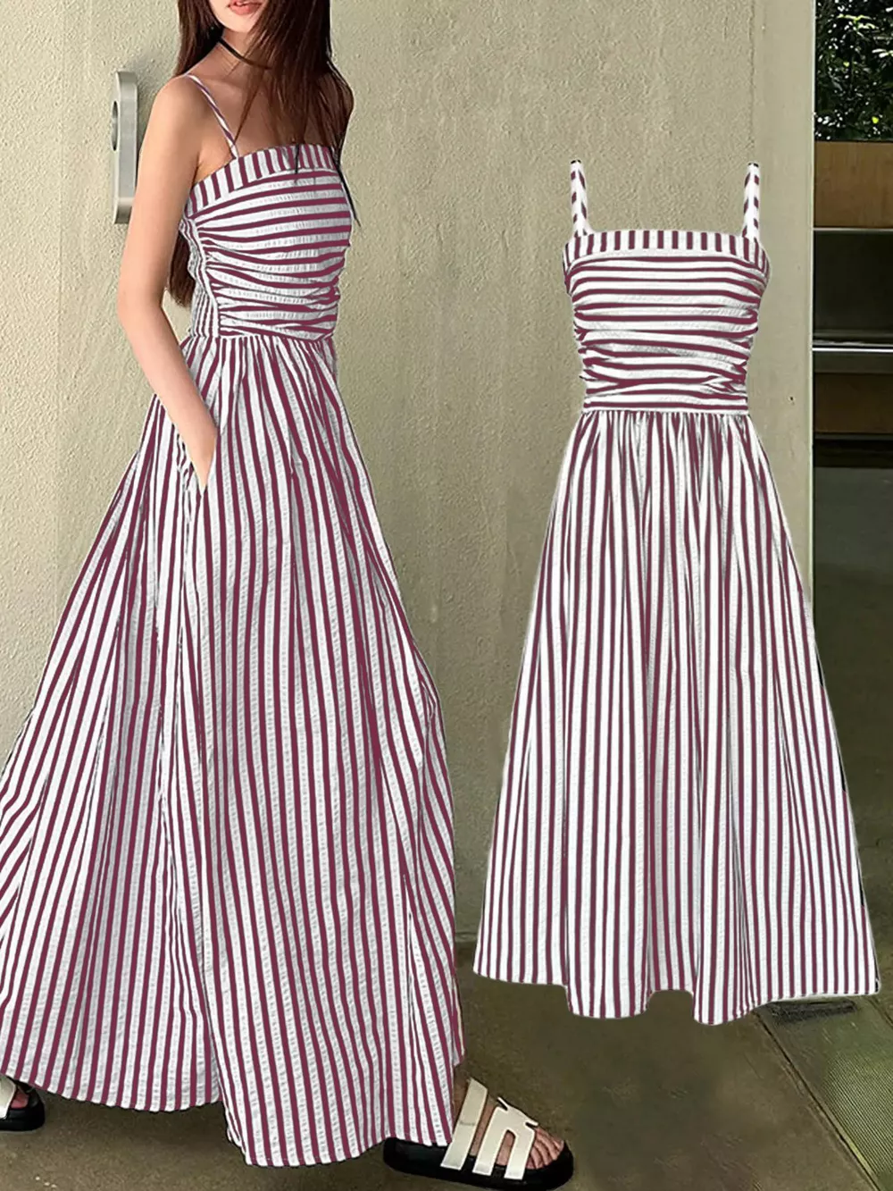 Striped Sleeveless Maxi Dress, image 8