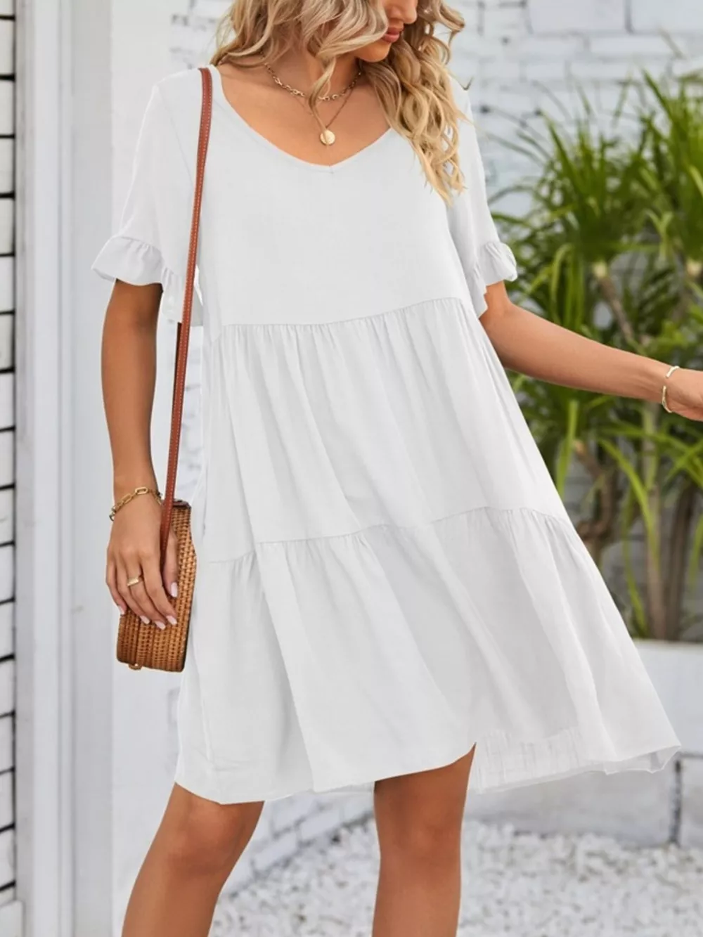 Ruffled Sleeve Tiered Mini Dress, image 20