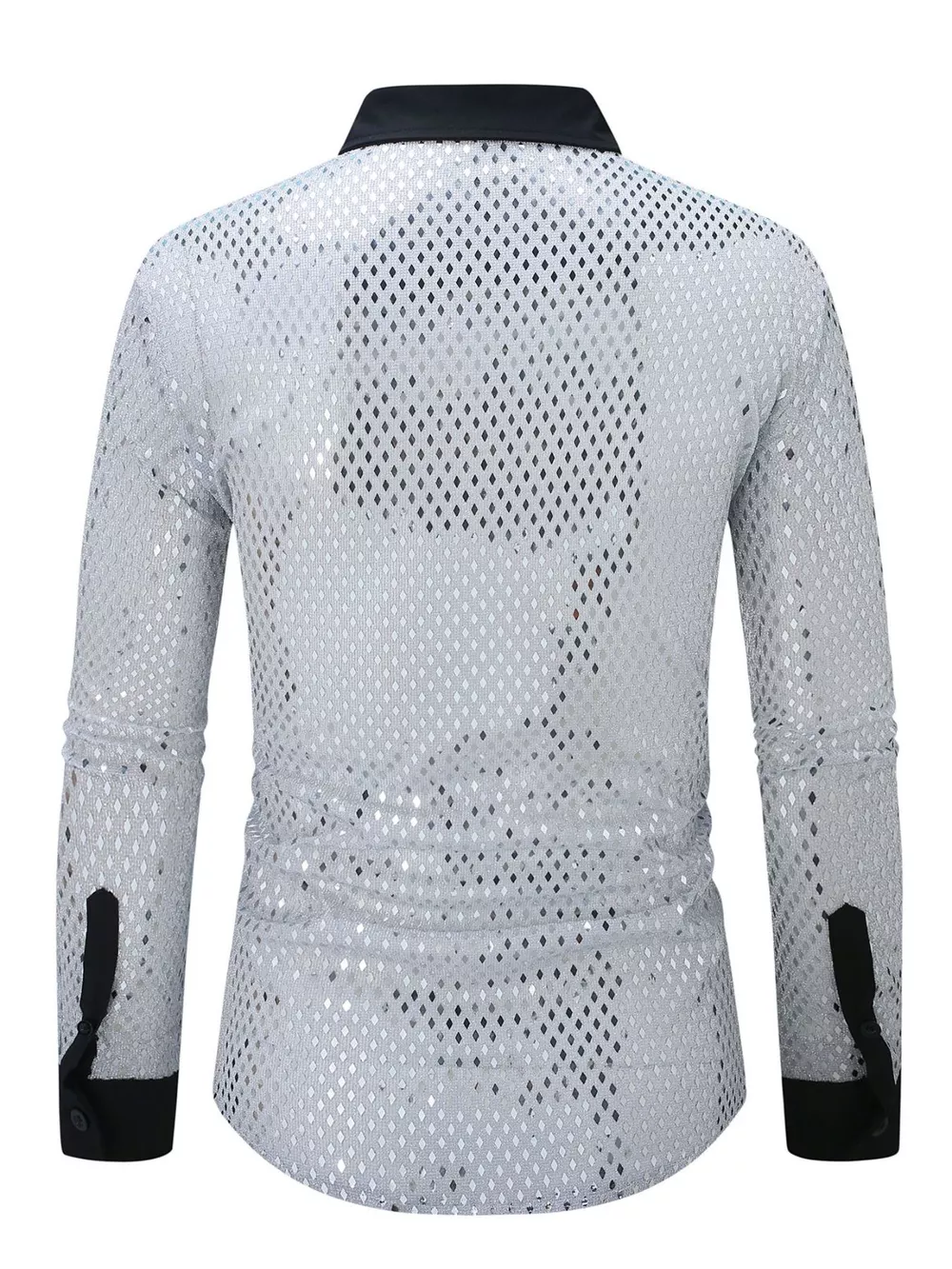 Men's Full Size Openwork Long Sleeve Shirt Plus Size, image 4