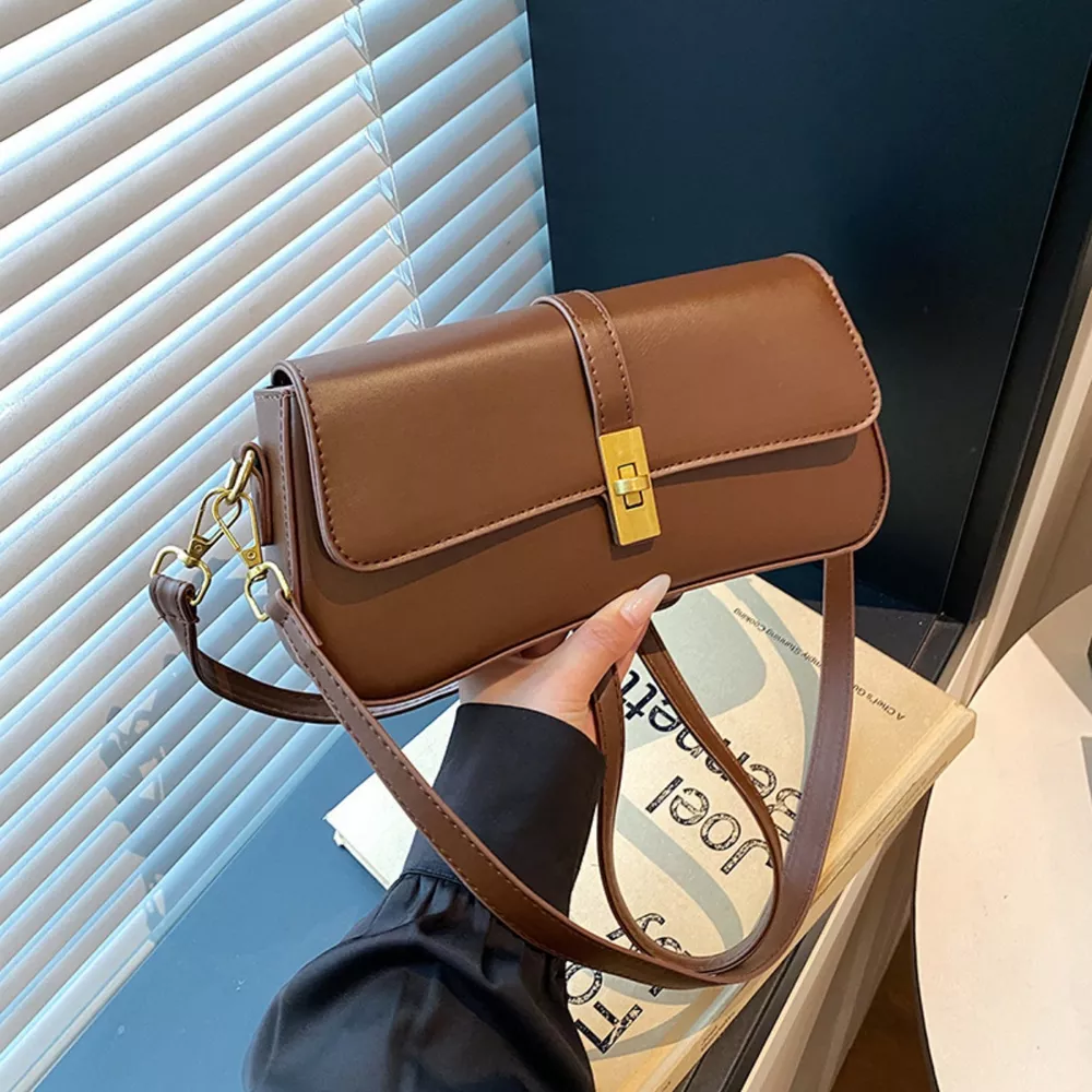 Rectangular Crossbody Bag with Golden Buckle, image 17