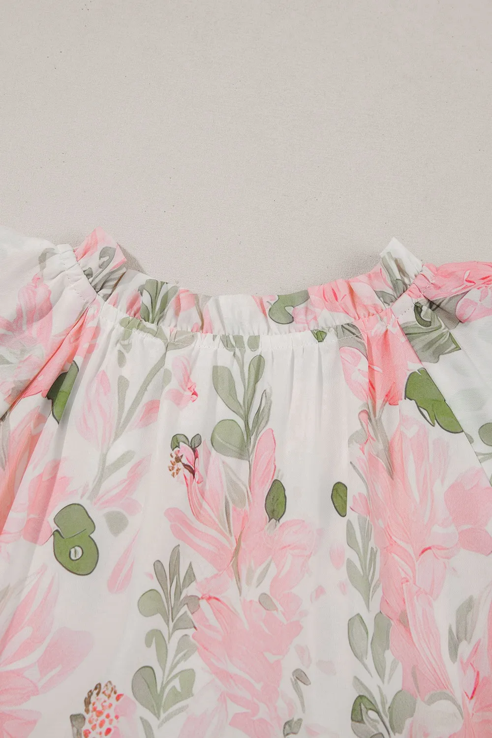 Floral Contrast Edge Layered Short Sleeve Mini Dress, image 25