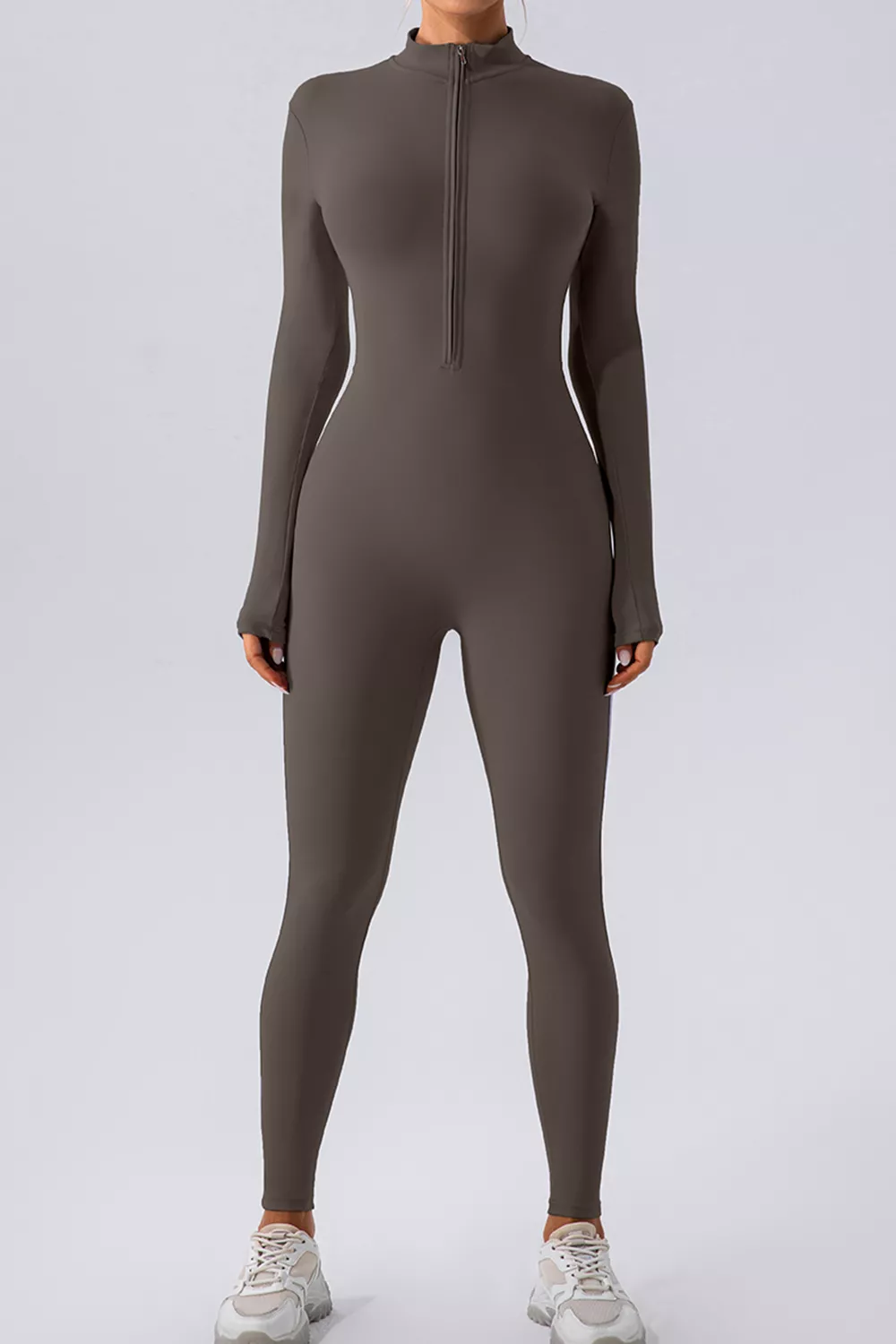 Half Zip Mock Neck Active Jumpsuit, image 15