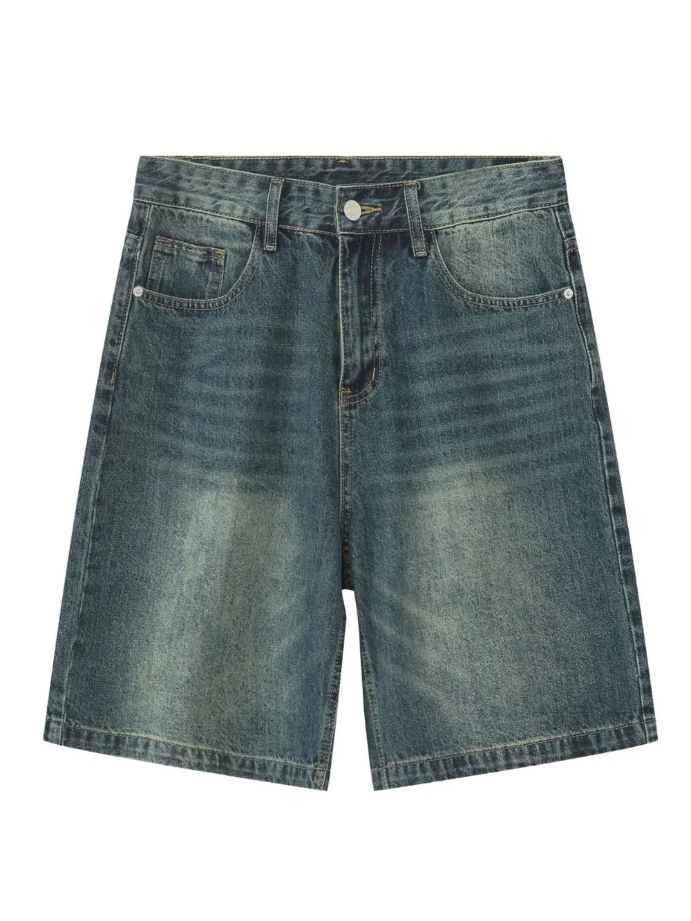 Men's Washed Denim Shorts with Pockets, image 6