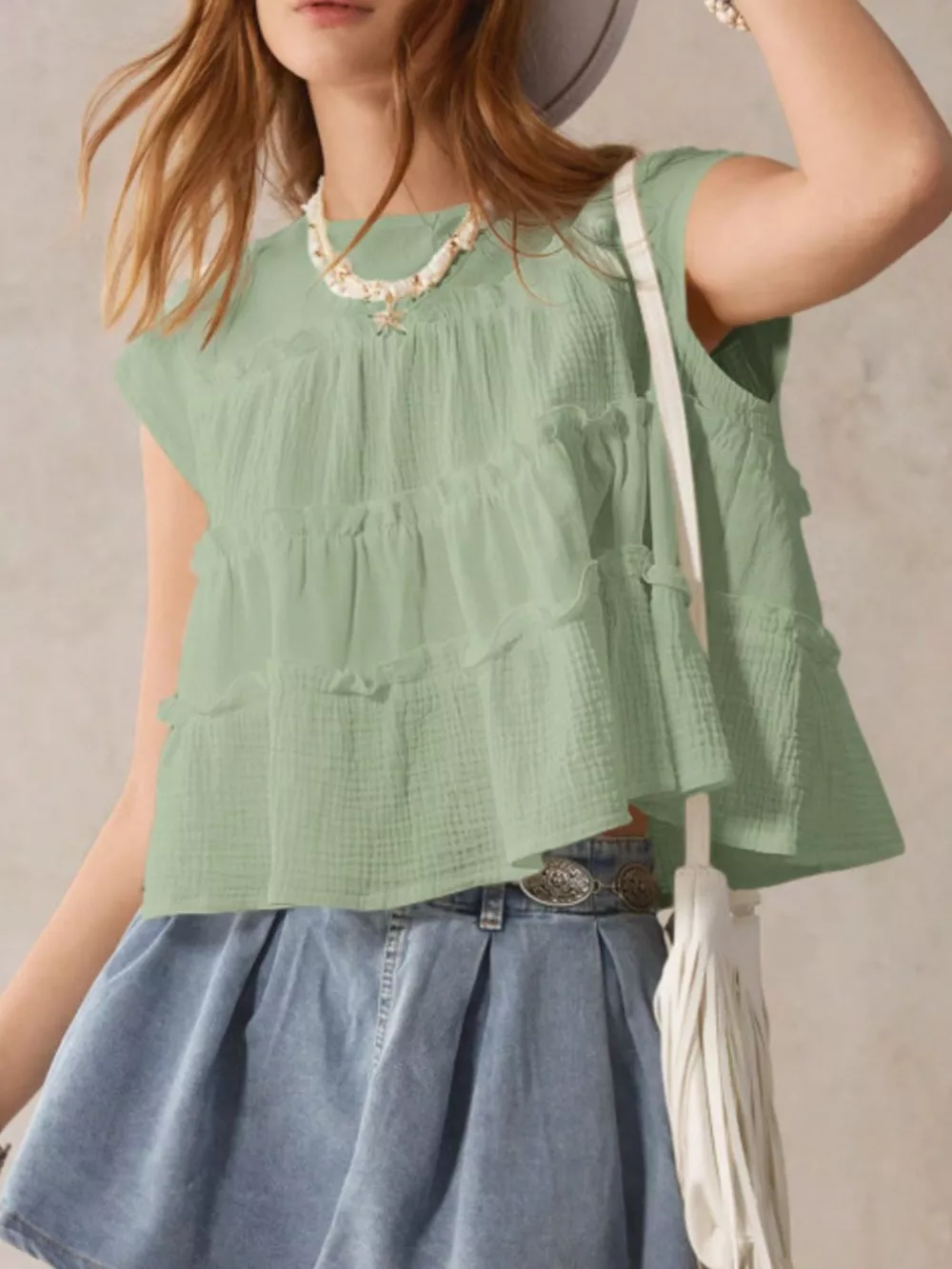 Tiered Cap Sleeve Blouse, image 11