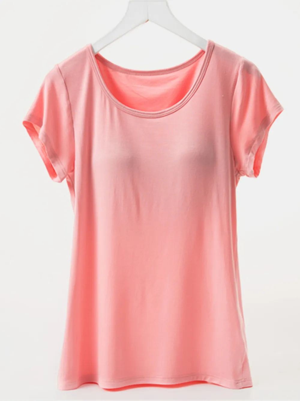 Round Neck Short Sleeve T-Shirt with Bra, image 3