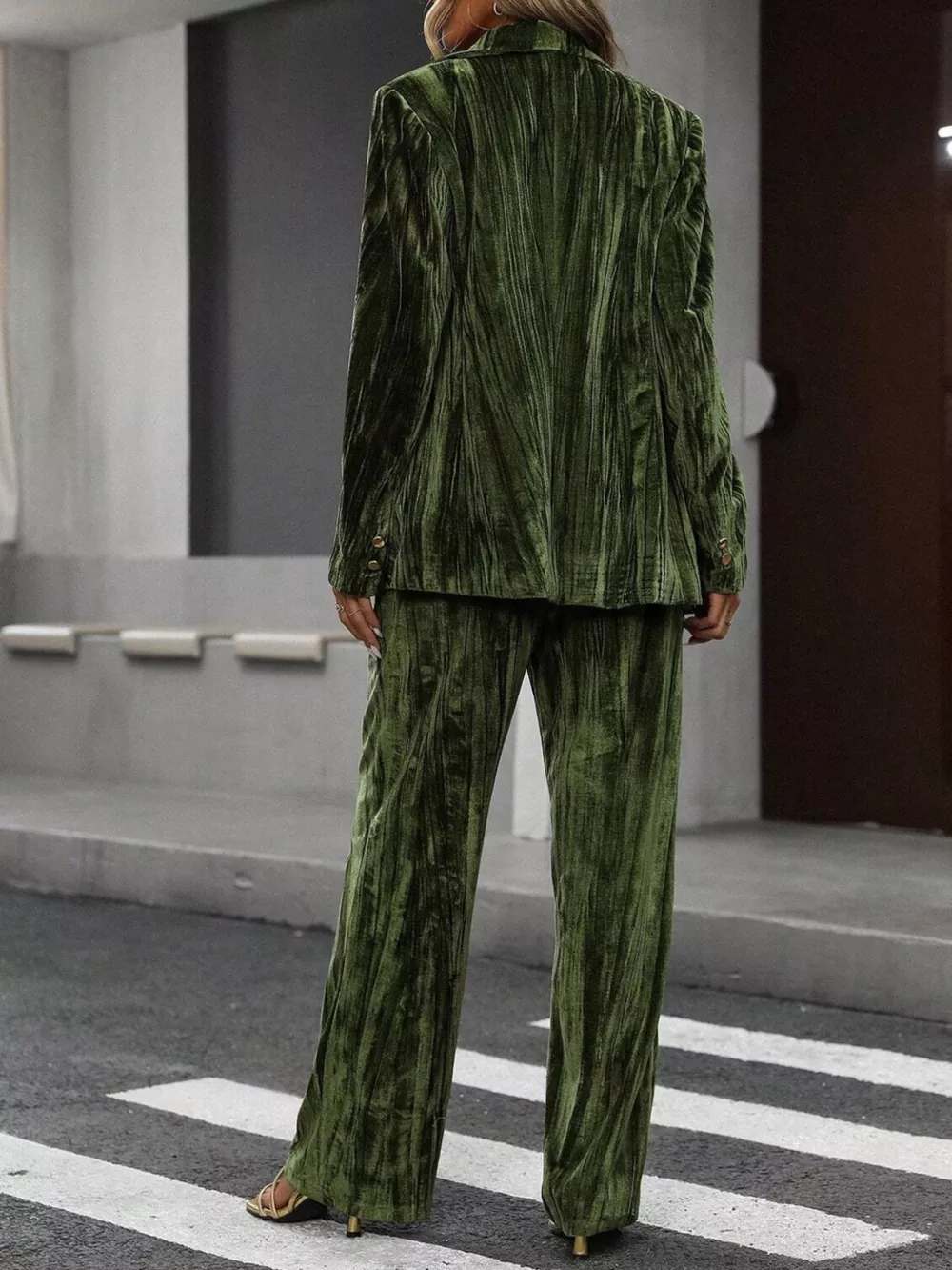 Lapel Collar Long Sleeve Blazer and Pants Set, image 17