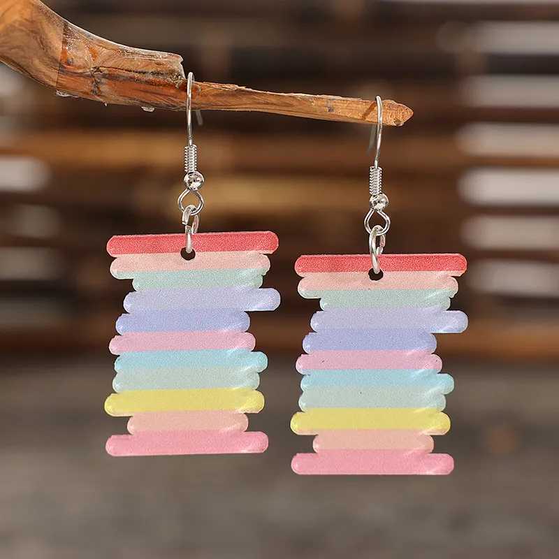 Acrylic Rainbow Dangle Earrings, image 2
