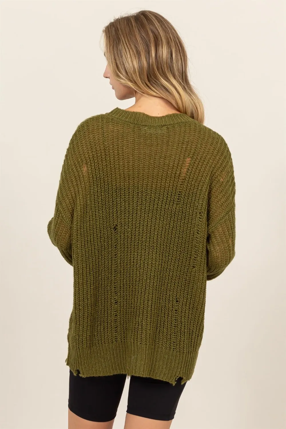 Distressed Long Sleeve Knit Top, image 2