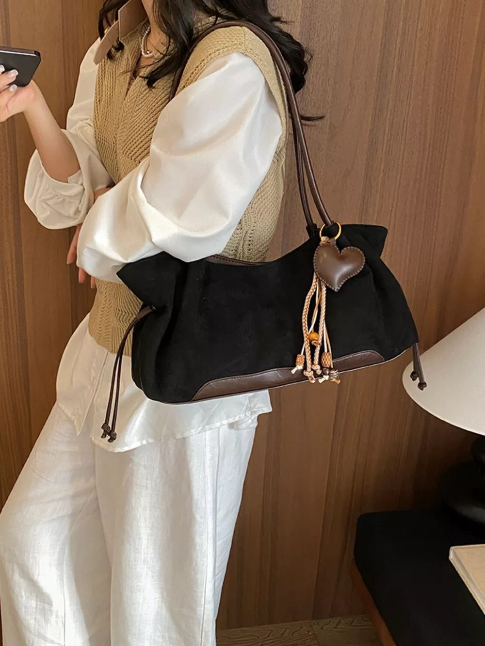 Vintage Drawstring Shoulder Bag