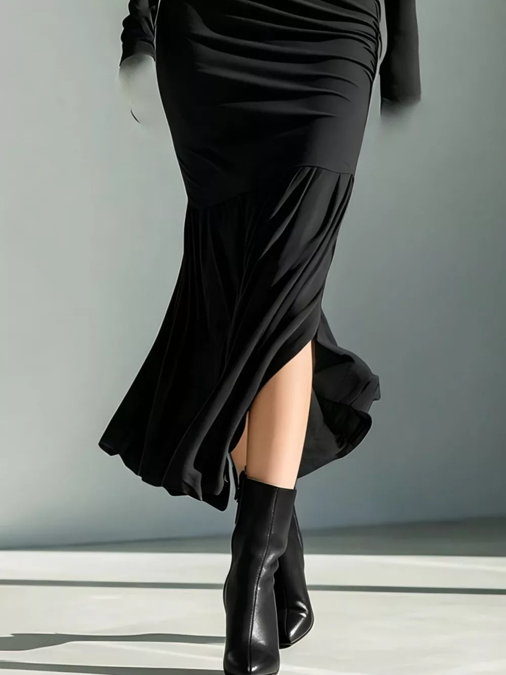 Full Size Slit Turtleneck Ruched Bodycon Mermaid Dress Plus Size, image 9