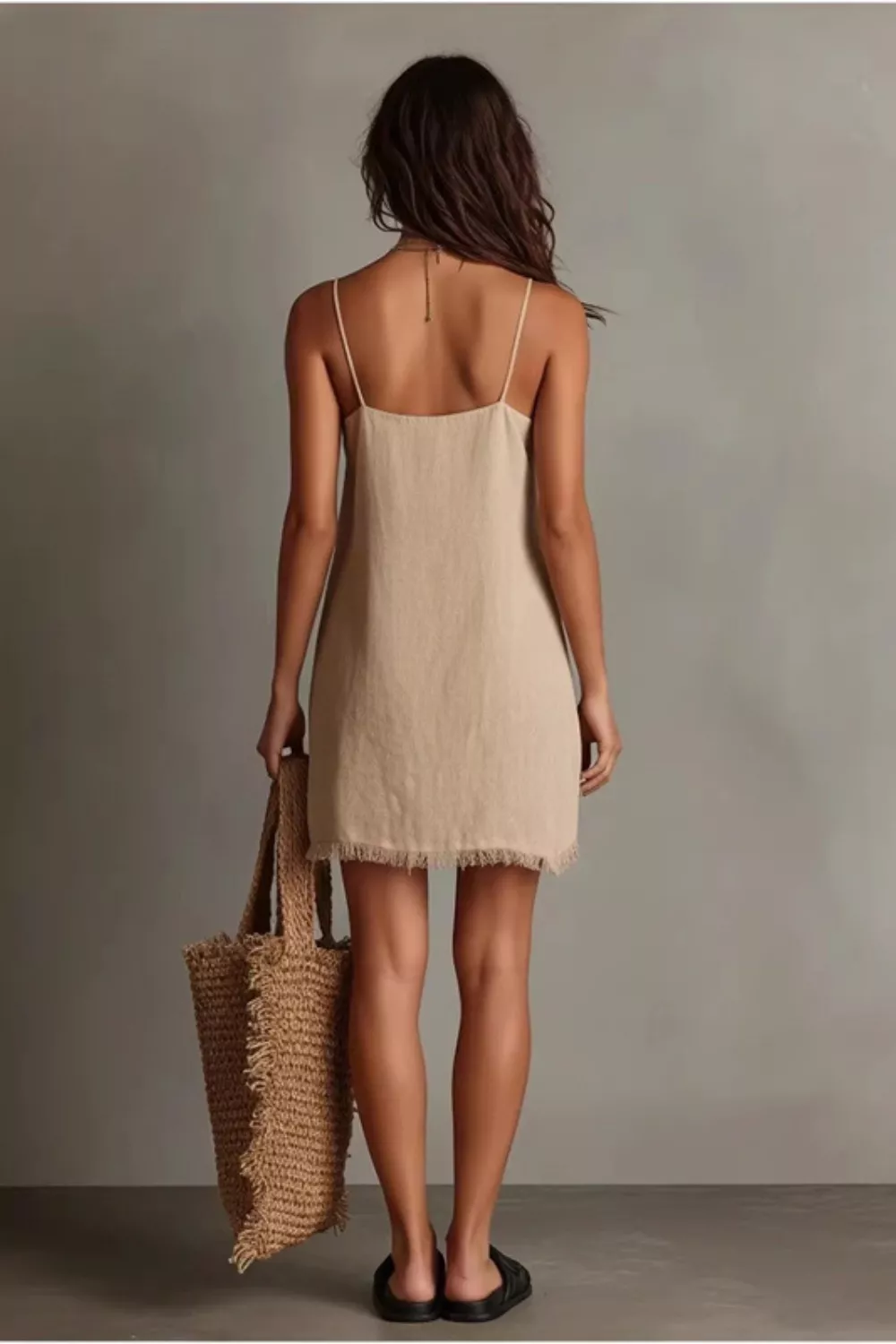 Full Size Fringe V-Neck Cami Dress Plus Size, image 2