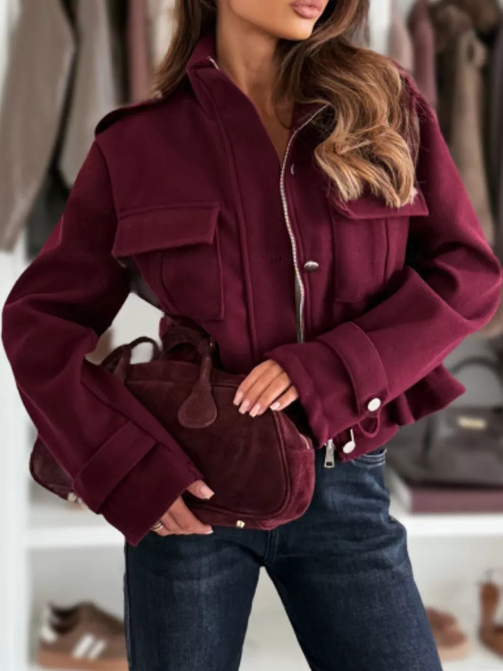 Drawstring Button-Up Casual Jacket, image 11