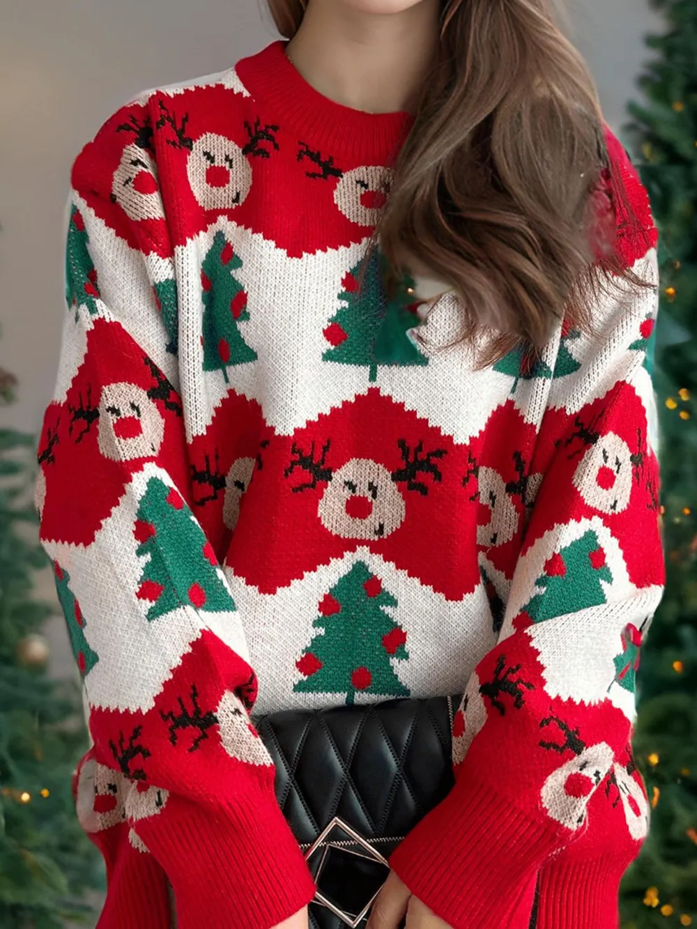 Christmas Element Round Neck Long Sleeve Sweater, image 2