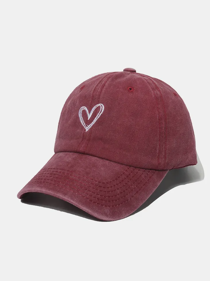 Embroidered Heart Washed Cotton Baseball Cap, image 9