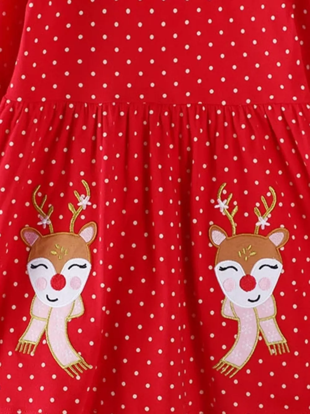 Children's Christmas Reindeer Polka Dot Long Sleeve Dress, image 2