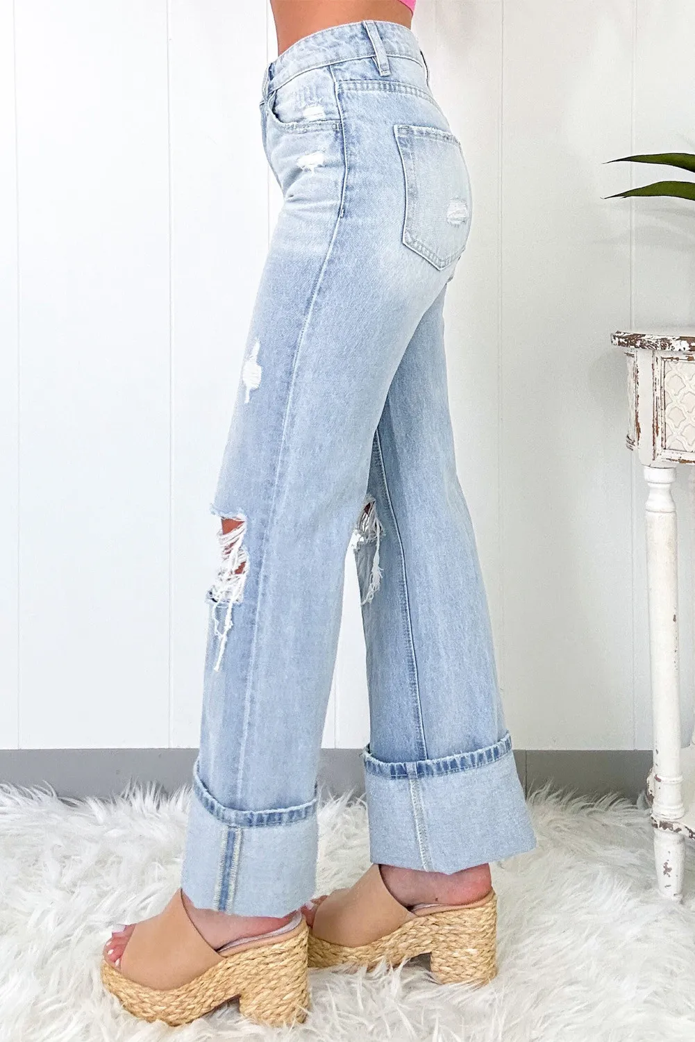 Distressed High Waist Jeans with Pockets, image 3