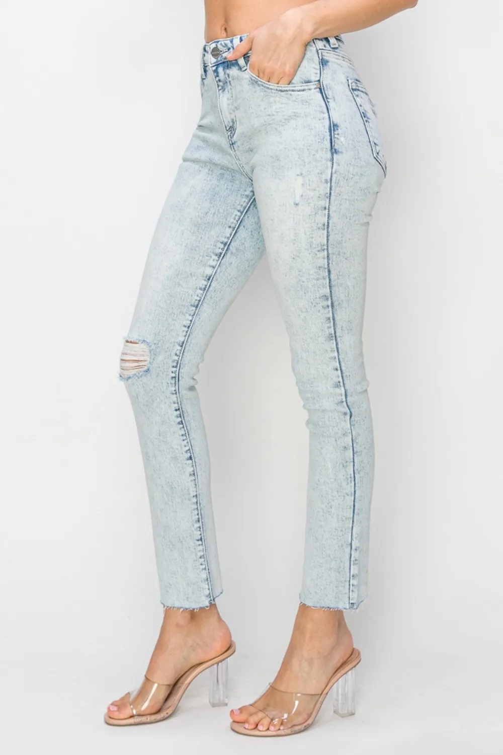 Full Size High Rise Distressed Skinny Jeans, image 3