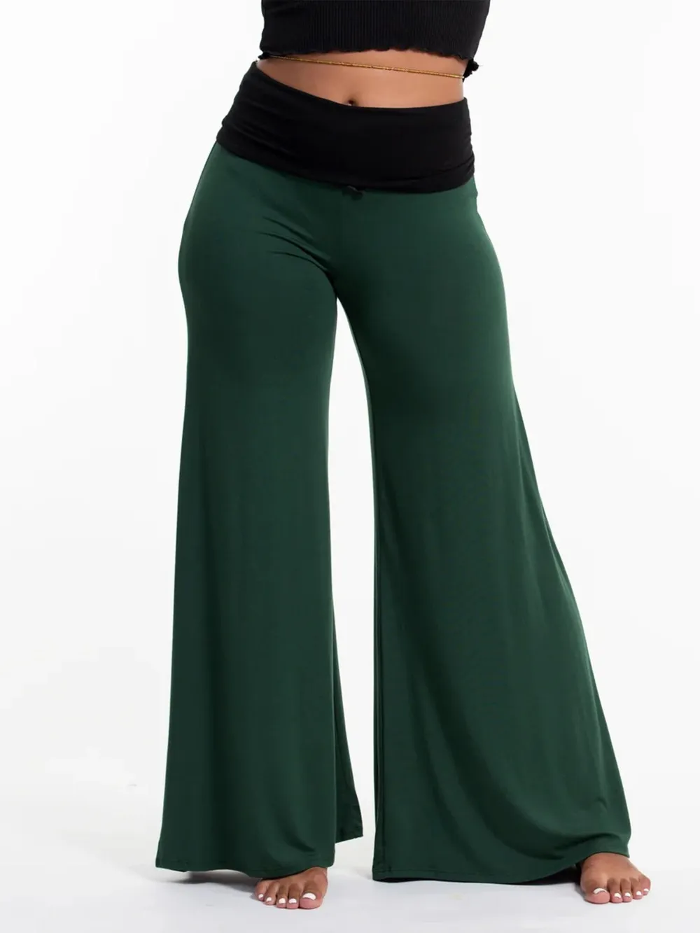 High Waisted Wide Leg Yoga Pants with Contrast Waistband, image 24