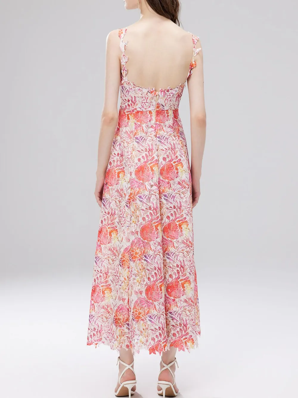 Floral Lace Sleeveless V-Neck Midi Dress, image 22