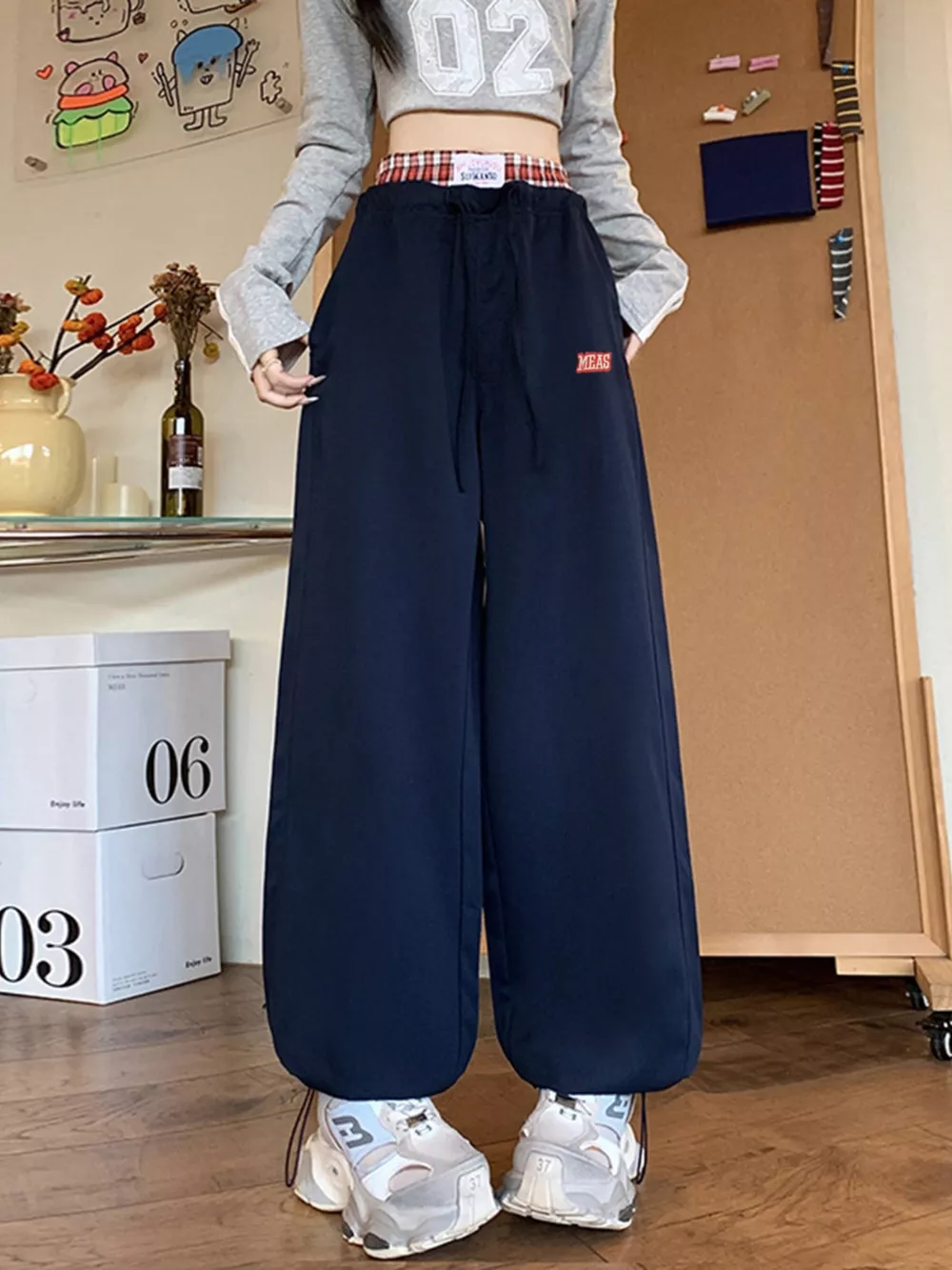 Wide Leg Drawstring Casual Pants, image 5