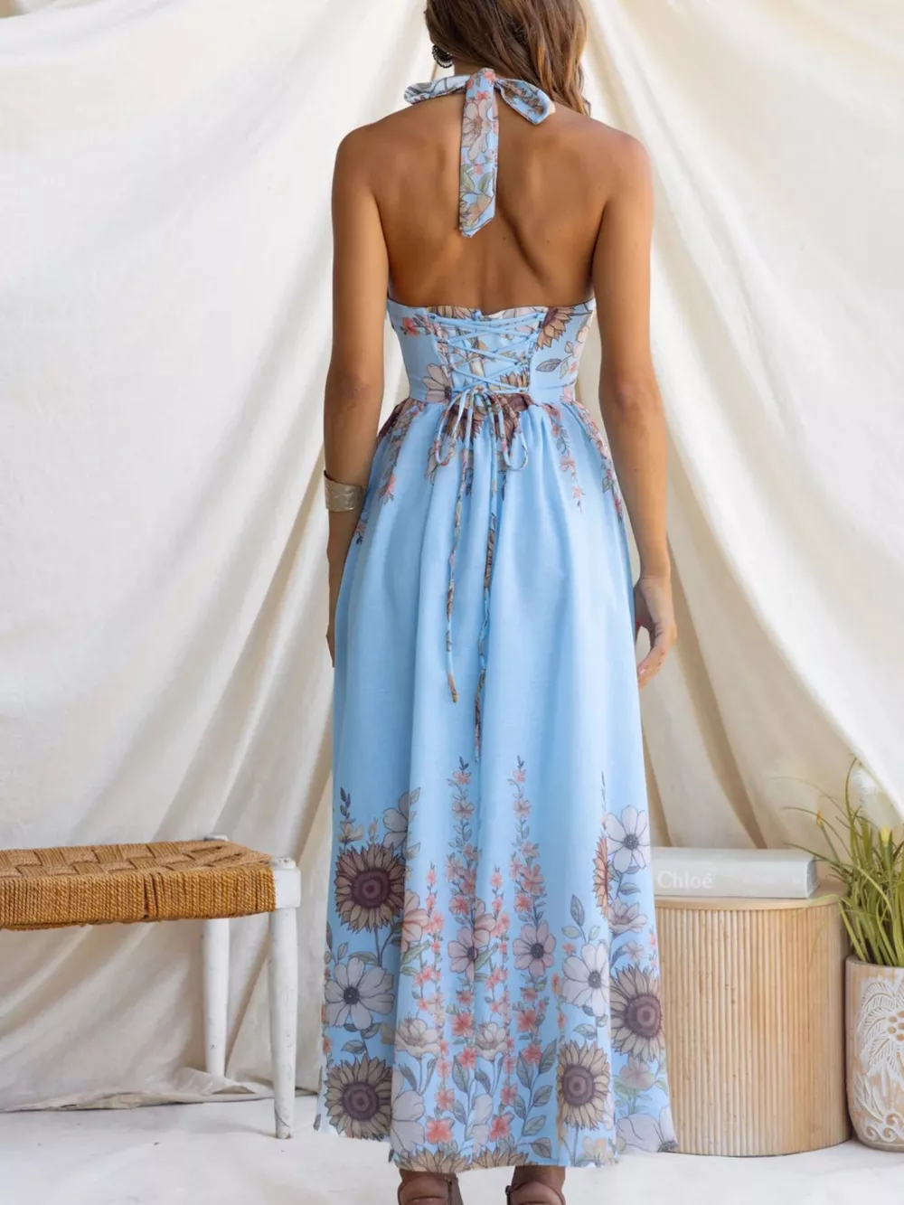 Floral Print Halter Neck Maxi Dress, image 12