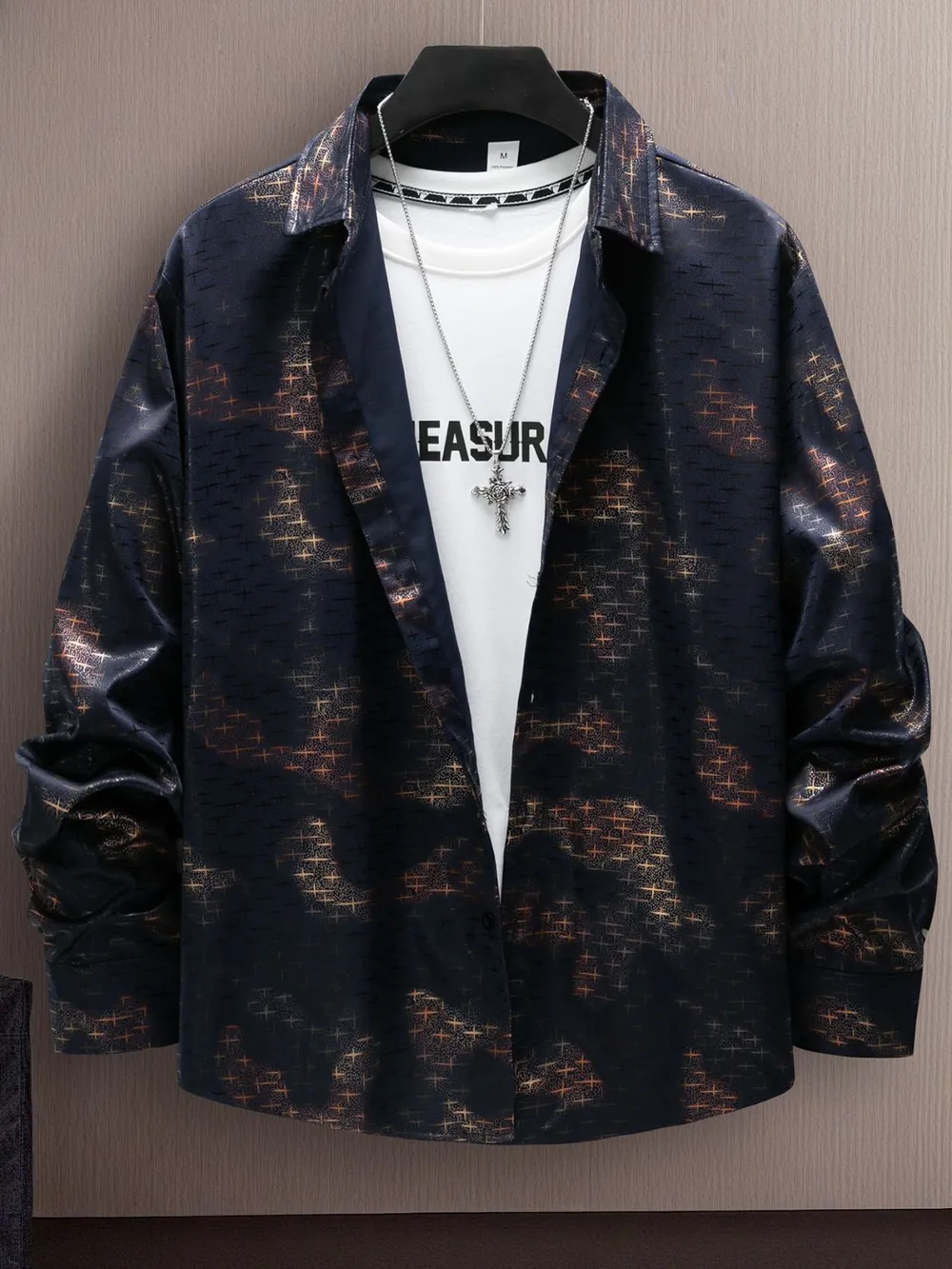 Men's Full Size Collared Neck Long Sleeve Shirt Plus Size, image 10