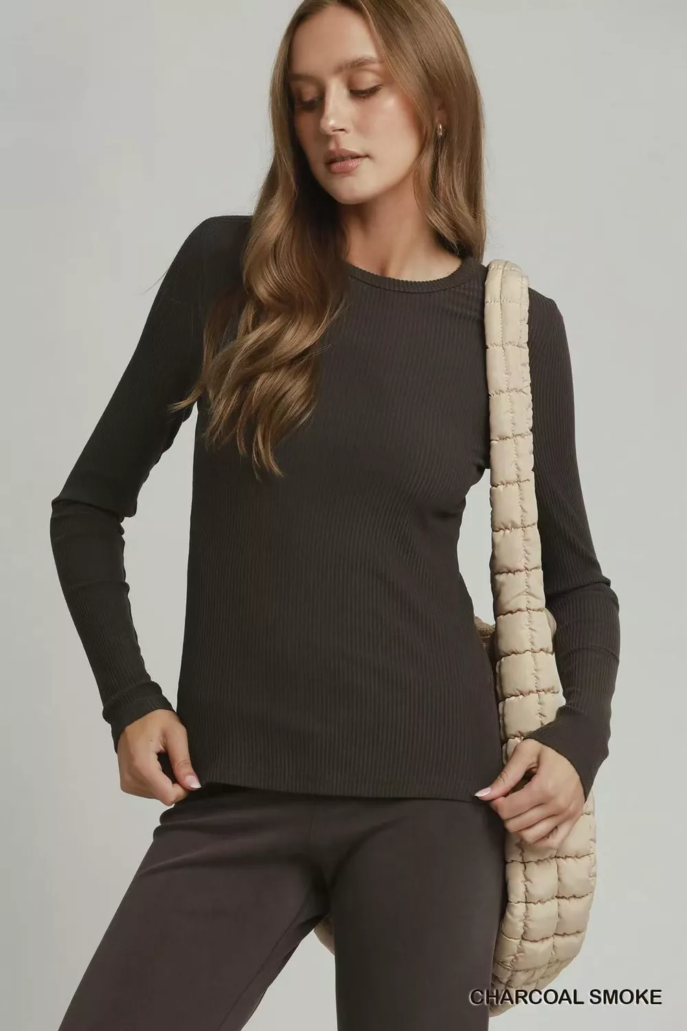 Brushed Rib Long Sleeve Top
